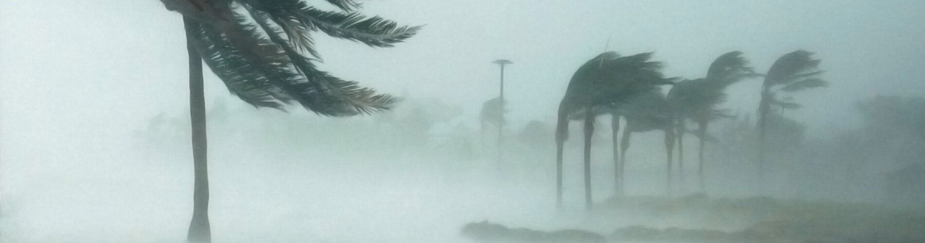 A hurricane hitting the beach.