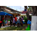 Families waiting for face painting.